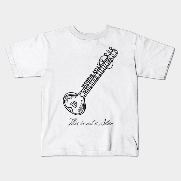 This is not a Sitar (black design) Kids T-Shirt by firstsapling@gmail.com